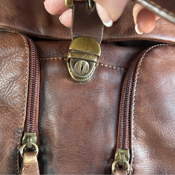 BRUNO ROSSI Brown Genuine Leather Backpack Travel Rucksack Size L - Picture 6 of 14